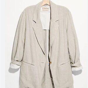 We The Free People Oversized Blazer Jacket Size XS Linen Beckett Boyfriend